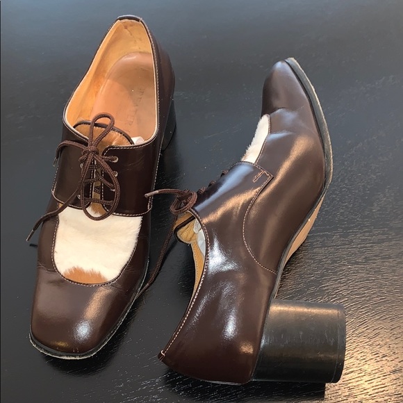 GREATER L.A. leather & ponyhair lace up heels 5.5 - Picture 2 of 8